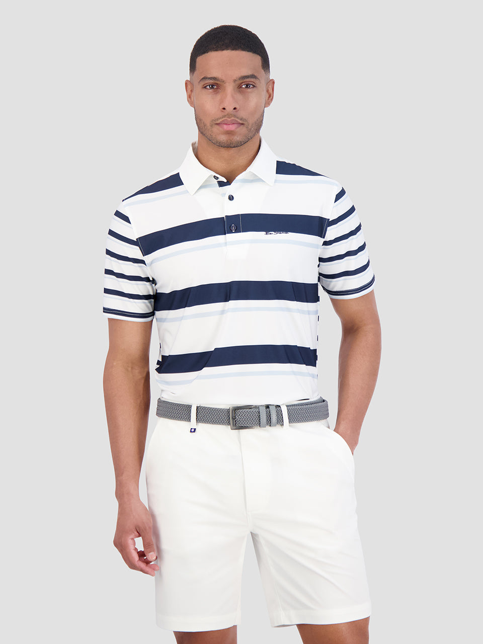 Polos Ben Sherman Mixed Mod Stripes Tech Jersey Sports Fit Bleu | ELY-72184165